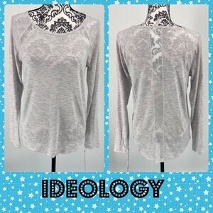 Ideology space dyed mesh trim top white/heather. Lightweight breathable athletic